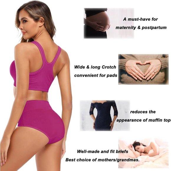 Women's Cotton High Waisted Full Coverage Panties 5 Pack Multi-Size Comfort - Picture 4 of 4